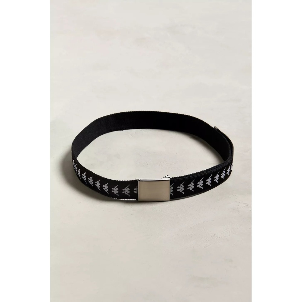 Kappa Logo Tape Web Belt Black White One Size NEW